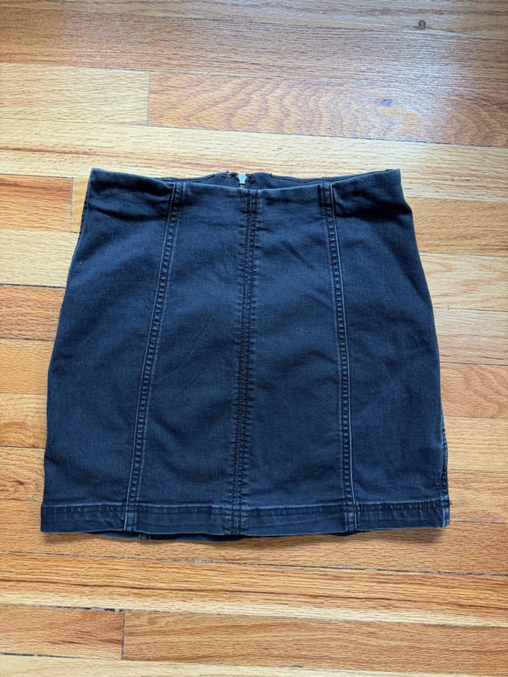 Free People black denim mini skirt